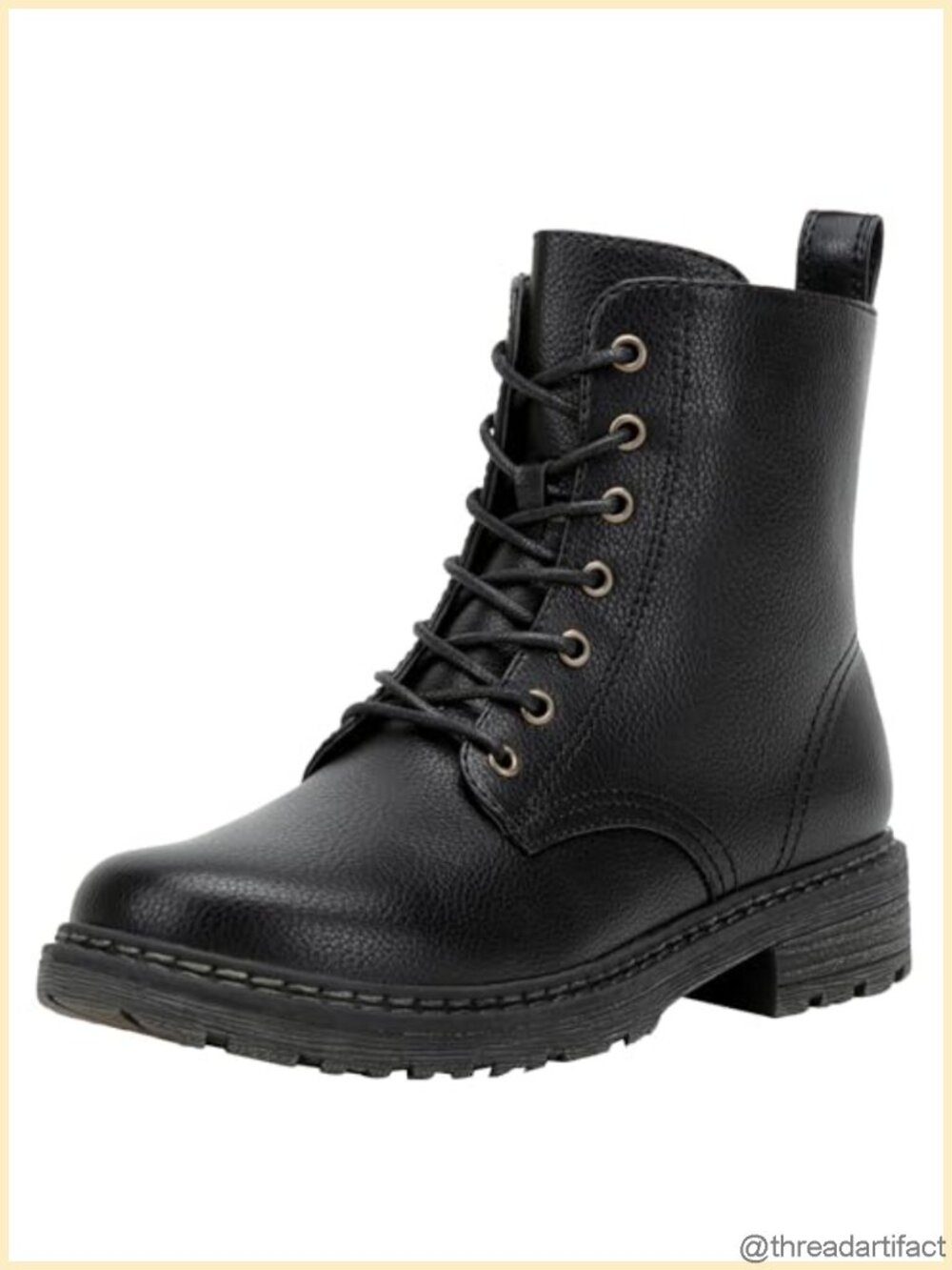 Women's Faux Leather Lace Up Combat Ankle Boots Side Zipper